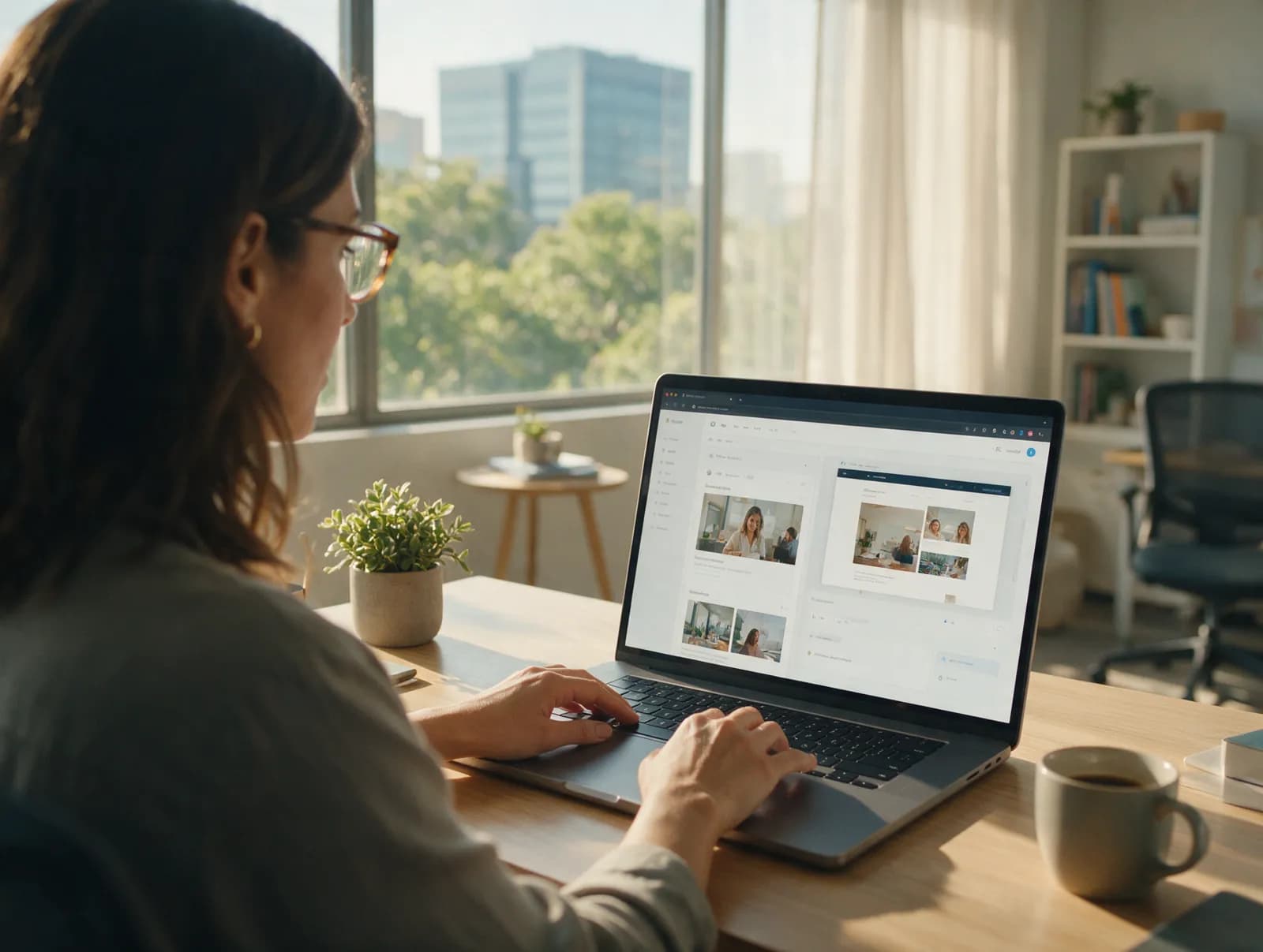 Persona editando el contenido de un sitio web desde su laptop